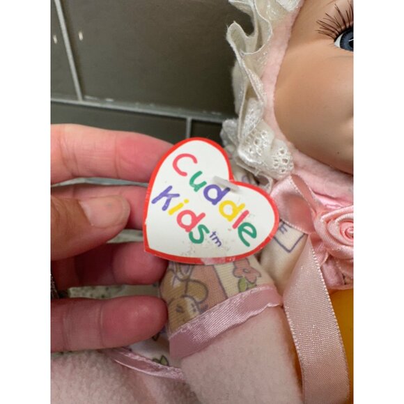 Lot of 2 VTG  Cuddle Kids Porcelain Girl Baby Dolls Duck & Sophie Sunflower tag - Picture 8 of 13